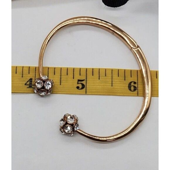 Kate Spade Gold Tone Rhinestone Hinged Cuff Bracelet - Picture 2 of 10